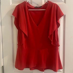 NY&Co. gorgeous coral red peplum top XL